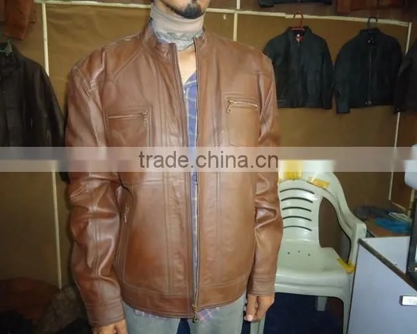 High Quality Brown Lamb Leather Jacket for Men