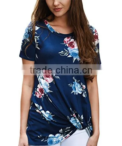 New Design 2017 Summer Short Sleeve Floral Blouse photo-5