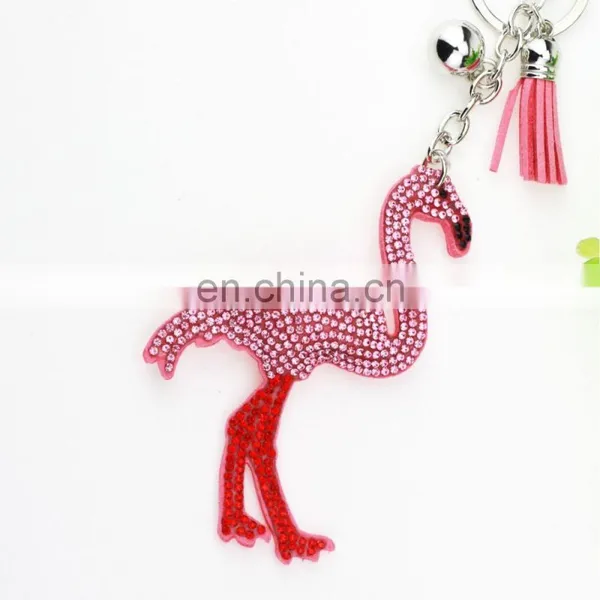 Flamingo Leather Rhinestone Bling Bling Keychain for Woman Bag photo-2
