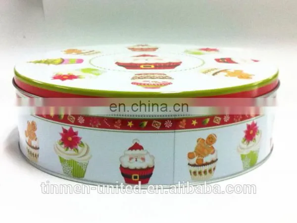 Middle Round Christmas Cake Tin Box photo-2