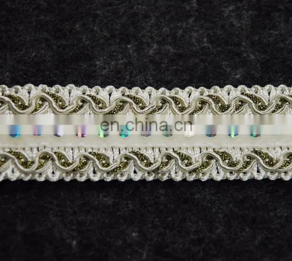 Wholesale Sequins Gold Lurex Lace Trim for Decorative photo-4