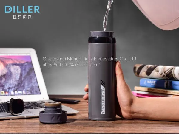 500ml White Dark Brown Double Wall Stainless Steel Sealed Insulated Thermos Vacuum Water Bottle photo-2