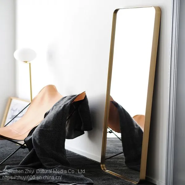 Nordic Brass Gold Full-length Mirror Personalized Villa Custom Full-length Mirror Studio Clothing Fitting Floor Mirror Square photo-5