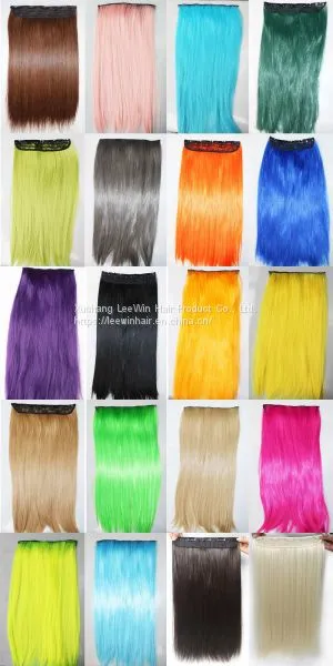 Straight Style 55Cm Single Color 5 Clips in Synthetic Hair Extension 100g-120g Matt Fiber 5pcs/lot photo-5