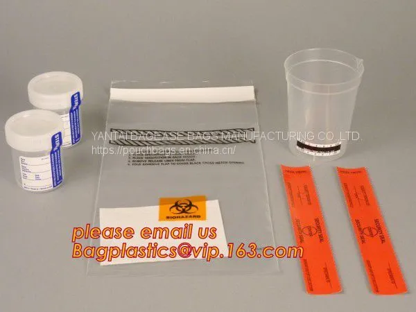 Biohazard Specimen Bags,Zip Specimen Transport Bag, Tear Off Pouch Bags, Attached Document Pouch. Printed Transport Bags