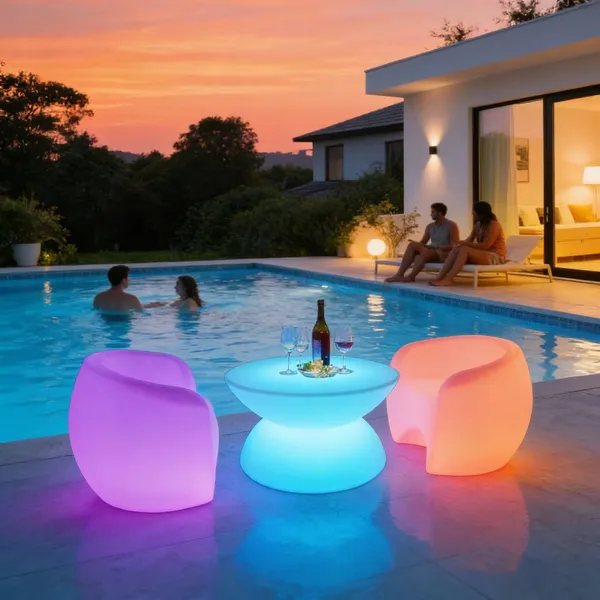 Bar Furniture Glowing Luminous Illuminated Led Table and Chair Set Outdoor Nightclub Led Furniture Outdoor Garden Event Table photo-4