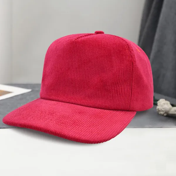 100% Cotton Corduroy Adjustable Snapback Cap Adult Daily Wear Hat Custom Logo Embroidery Rope Detail photo-2