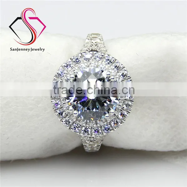 Round Brilliant Cut Moissanite 2CT 8.0mm Center Double Halo 14k 18k White Yellow Gold Halo Diamond Engagement Ring photo-4