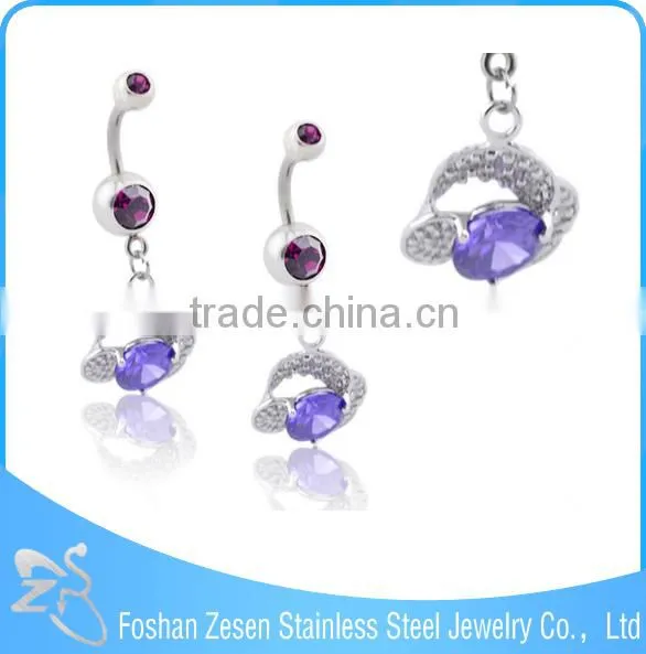 Navel Jewelry Piercing Dangling Pink Crystal Fake Belly Button Ring photo-6