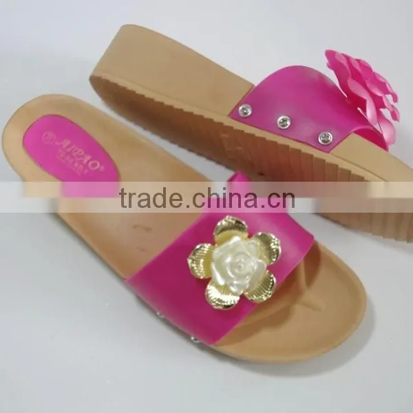 2015 New Design Design High Heel Flower Women PCU Slippers photo-3