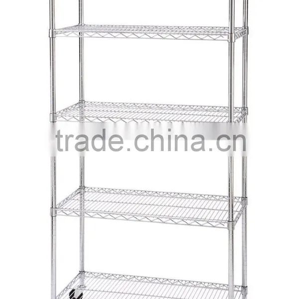 Double Side Metal Adjustable Wire Shelf With Wheels photo-5