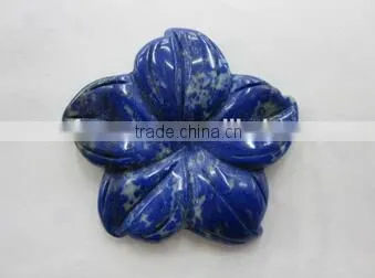 Lapis Lazuli Flower Pendant for Necklace Gemstone Carving photo-2