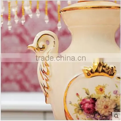 Gold Outline Home Goods Ceramic Vase Table Lamp in Bedroom photo-4