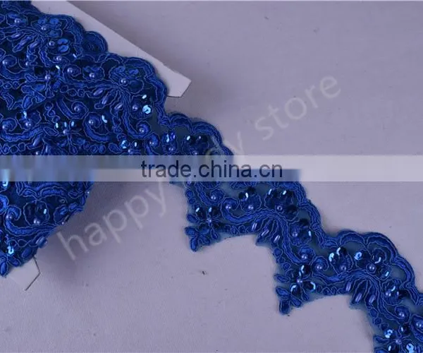 Pearl Beaded & Sequin Bridal ~ Lace Embroidered Lace Various Color Wide:6cm in Stock photo-3