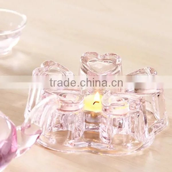 Special Teahouse Heart Shape Warmer Candle Tea Warmer Glass Teaware Gongfu Teaset Tea Set photo-3
