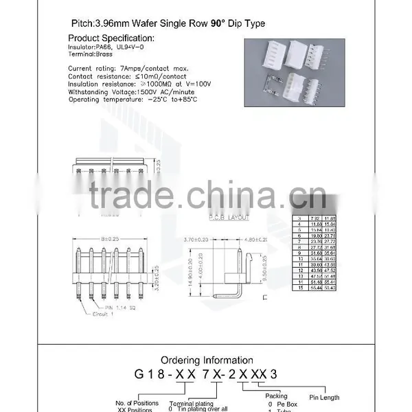 VH 3.96mm Pitch 2p 3p 4p 5p 6p 7p 8p to 15p White SQ Pin THT DIP Wafer Connector photo-2