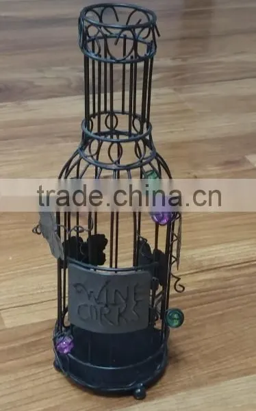 Wine Bottle Shaped Classical Baking Finish Metal Wine Cork Holder photo-3