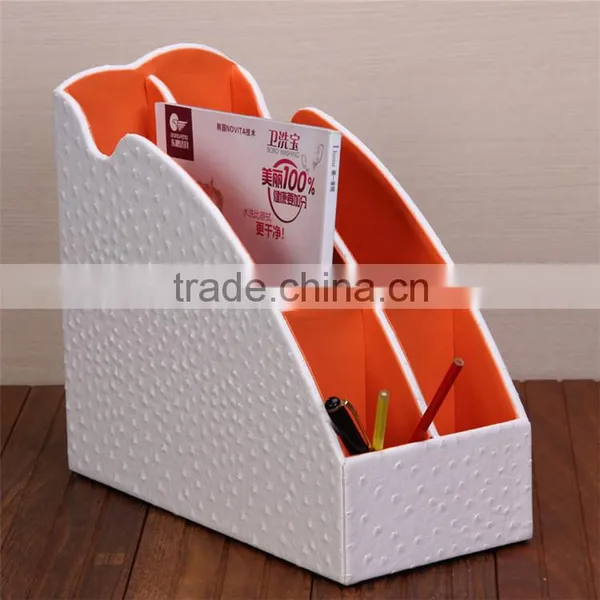 Special Offer Desktop Leather File Holder High-grade Commercial Office Information Creative Three Column File Frame photo-5