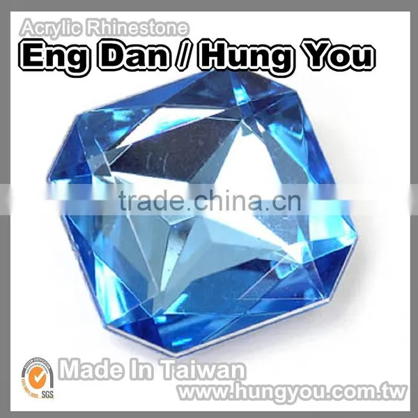Made in Taiwan Lustrous Square Shaped Point Back Imitation Plastic Gemstones photo-6