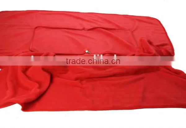 Red Fleece Blanket for Airplane and Travel Zip up to a Bag Easy for Carry photo-4