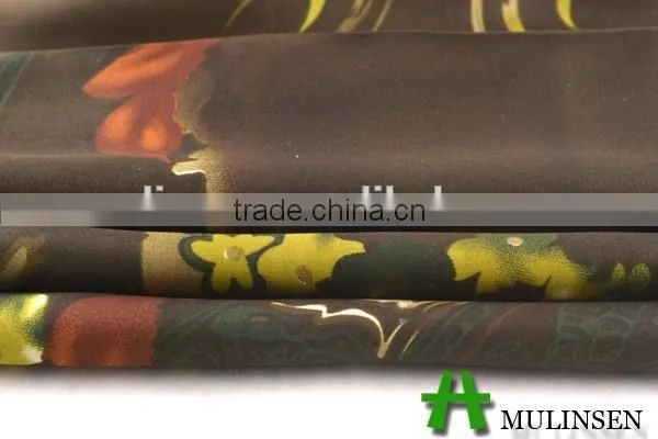 Shaoxing Textile Polyester 50D Floral Satin Dress Fabric/ Satin Nightwear Fabric photo-2