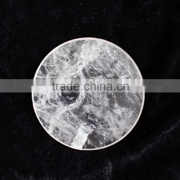 Natural Rock Clear Quartz Stone Crystal Round Slab photo-3