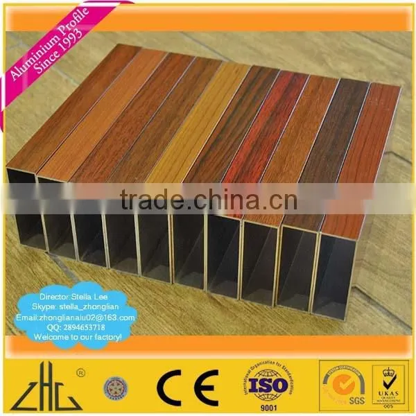 Wow!! Customized Wood Grain Coating Aluminium Profile Manufacturing / Wood Grain Aluminium Profile for Skirting, Square Tube OEM photo-6