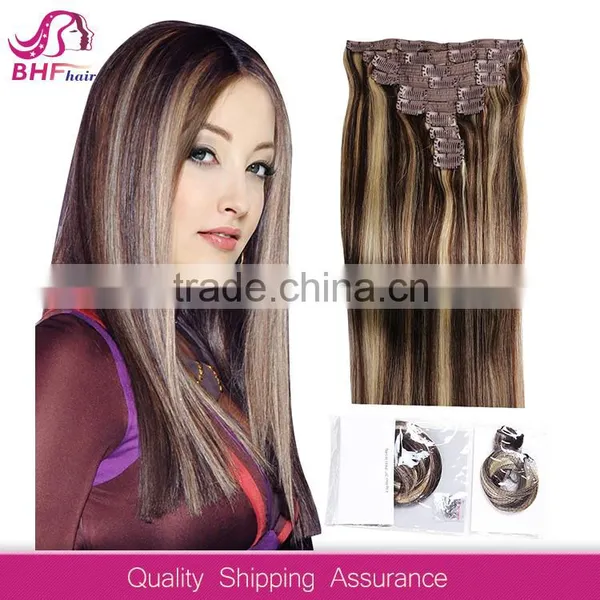 Wholesale Double Drawn Double Weft Clip in Human Hair Extensions
