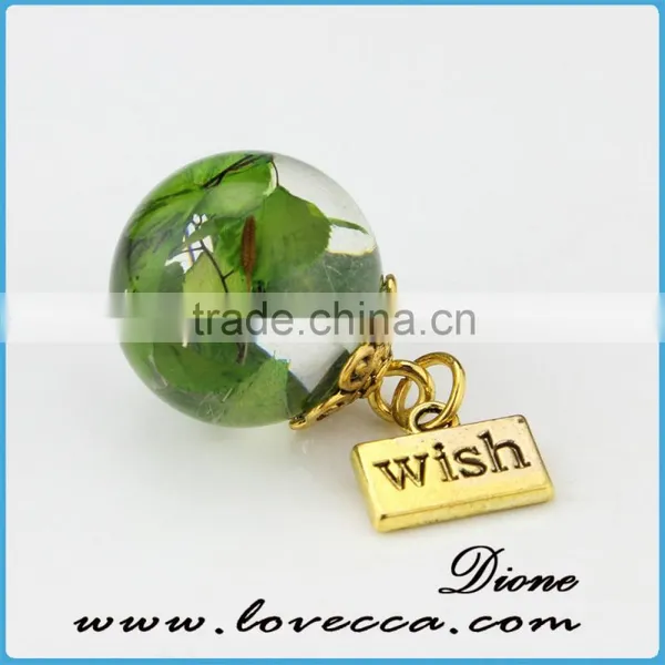 Handmade 20mm Round Clear Resin Ball Dried Pressed Real Flower Pendant With Wish Pendant Jewelry photo-5
