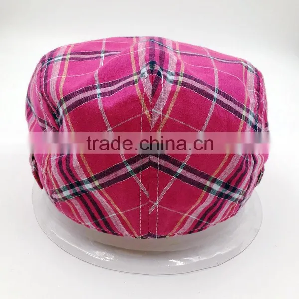 Custom Design Fashion Magenta Check Ivy Cap Manufacturing photo-3