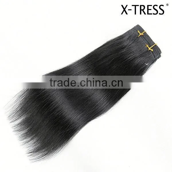 14inch 1color Jet Black New Selling Simple Design Pereuvian Silk Straight Human Hair Weaves