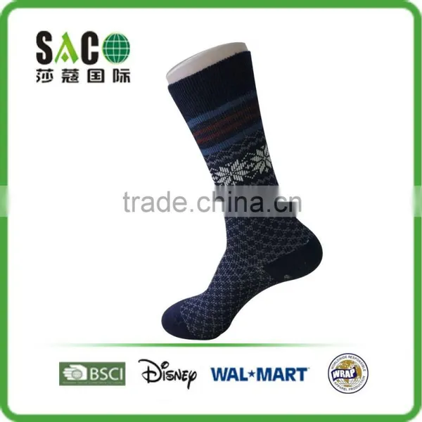 Double Feeds Double Needle Snow Diamond Jacquard Man Socks