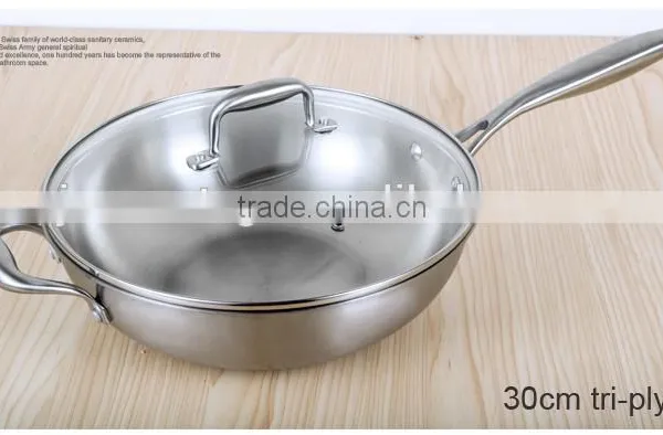 Good Quality 3-ply Wok With Stainless Steel Lid/stainless Steel Frywok With Glass Lid/stir Fry photo-2