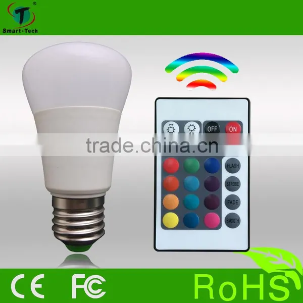 3w High Brightness and Energy Saving Color Changing Bulb With 24 Key ir Remote Control photo-3