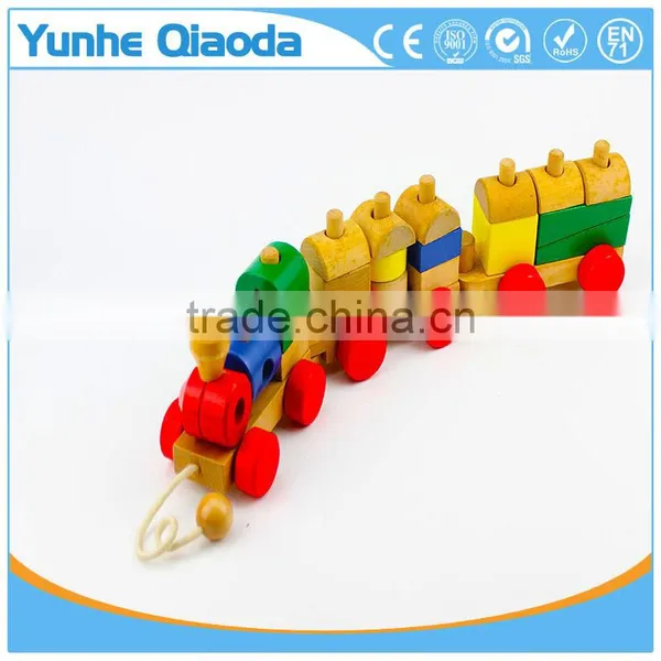 Wood Puzzle Train Toys Geometric Building Blocks Education Gift photo-6