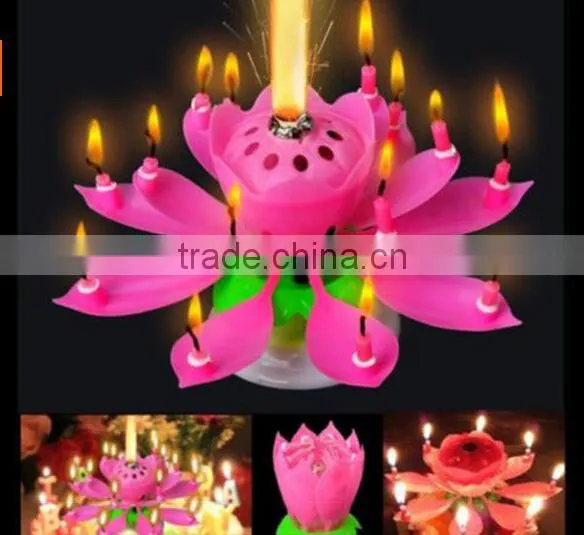 Intelligent+ Multicolors Musical Blossom Lotus Flower Rotatable Birthday Candles photo-4