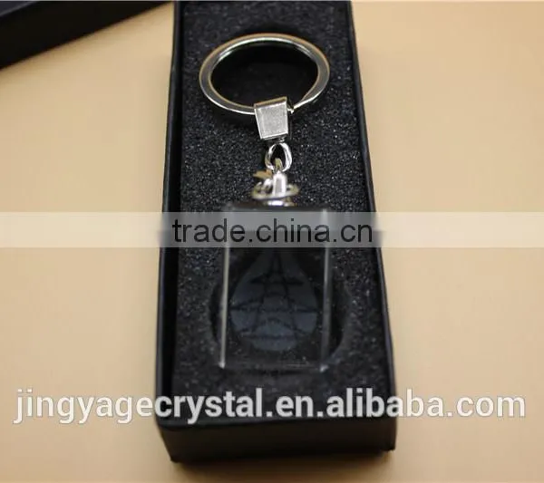 2D Engraving Logo Crystal Galss Keychain photo-3