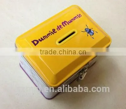 House Shape Tin Can Coin Bank Saving Box With Lock photo-4