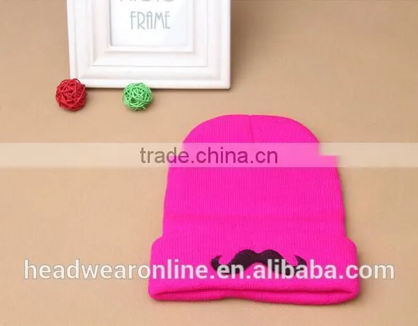 Custom Fashion High Quality Moustache Embroidey Knitted Hats And Beanie Hats photo-4