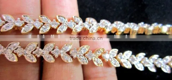 CZ American Diamond PAYAL Anklets Pair photo-2