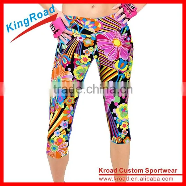 Custom Printed Ladies Workout Legging,yoga Active Wear Women Capri Pants photo-2