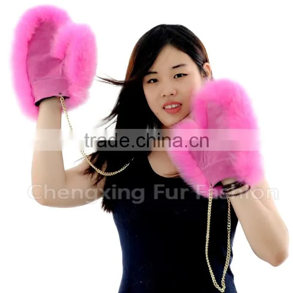 CX-A-67C Genuine Fox Fur Fingerless Winter Hand Leather Glove photo-3