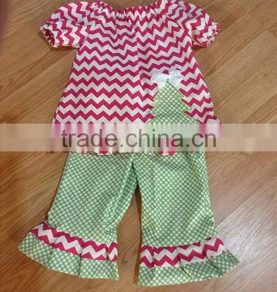 Christmas Clothing Sets Baby Girls Candy Top Pants Sets Kids Chevron Christmas Boutique Outfits photo-4