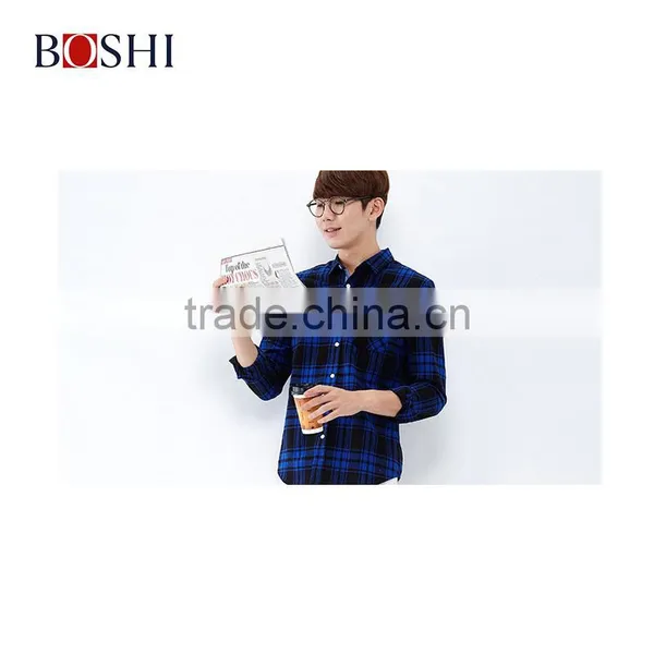 2015 New Fancy One Pocket Men Casual Check Fannel Leisure Shirt photo-4