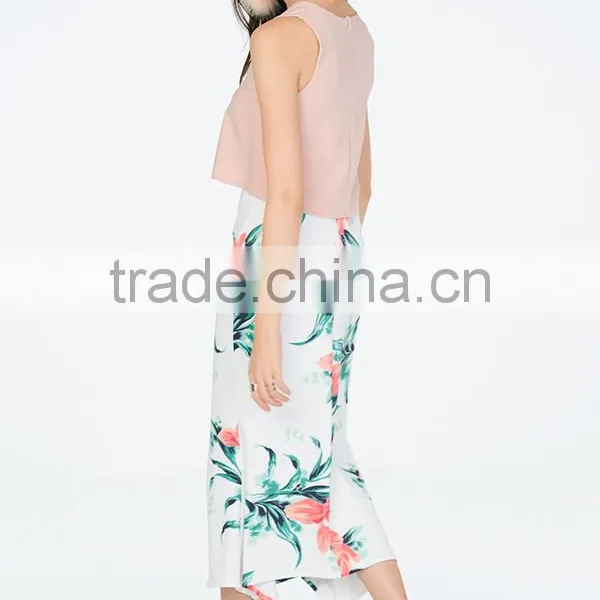 Pictures of Long and Tops Printed Floral Front Slit Skirts photo-3