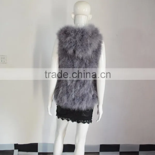 SJ007-01 Top Quality 2017 Fashion Apricot Turkey Feather Vest photo-6