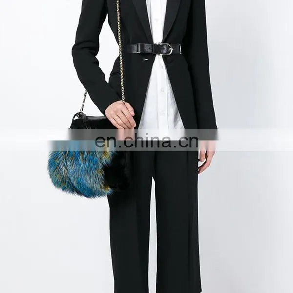 Classy Ladies Colorful Fox and Black Rabbit Fur Shoulder Bag photo-4