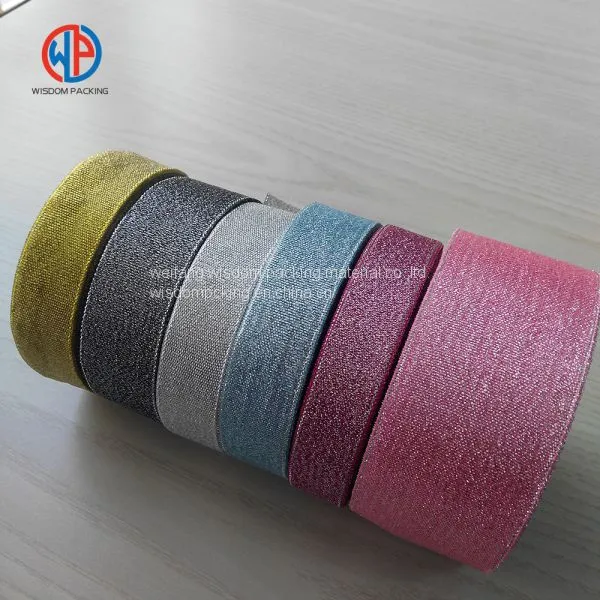 Wholesale Christmas Gift Wrap Decoration Woven Silk Glitter Metallic Ribbon photo-4