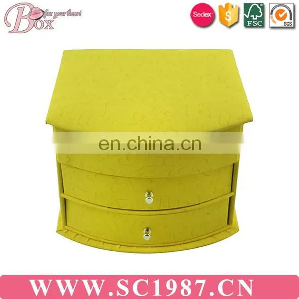 Yellow Music Operator Three Layer Jewelry Box With Mirror photo-5
