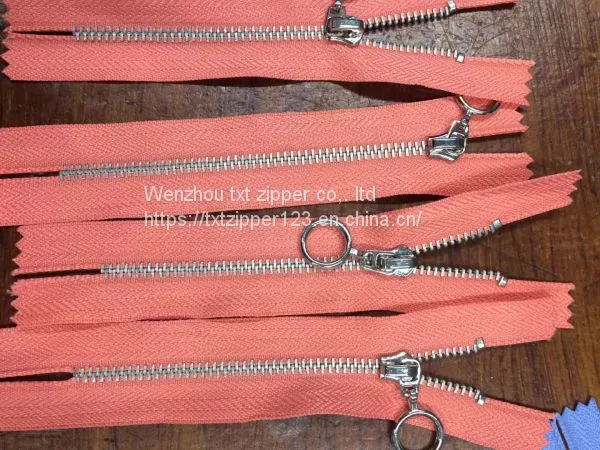 TXT Brand 5# Metal Brass Zipper With Platinum Teeth Auto Lock N-ring Puller Close End photo-5